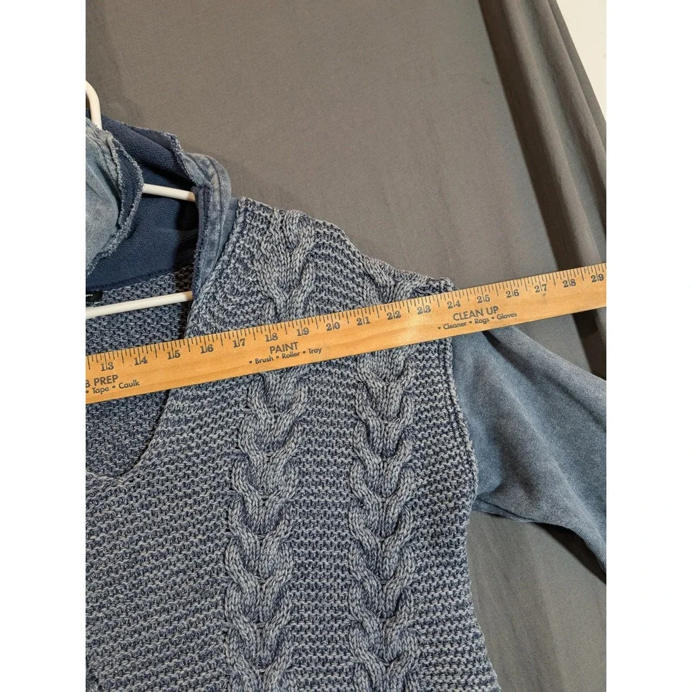 INC International Concepts Mens Blue Cable‎ Knit Hoodie Sweater Size L